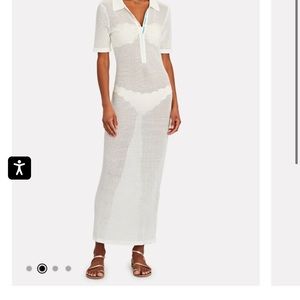 Solid and striped white maxi cover up